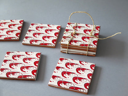 Shrimp Ceramic Coasters