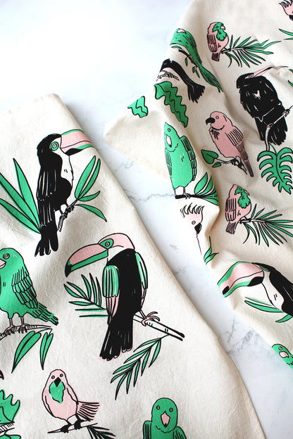 Birdies of Paradise Screen Printed Tea Towel