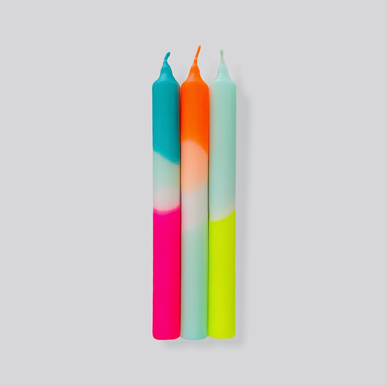 Dip Dye Neon Rainbow Kisses Candle Trio