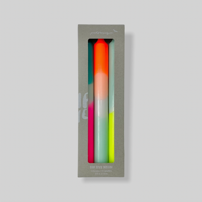 Dip Dye Neon Rainbow Kisses Candle Trio